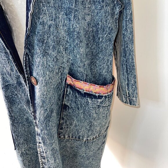 James West American Made Vintage Coat Size Medium HandPainted Acid Washed Denim - Picture 6 of 16